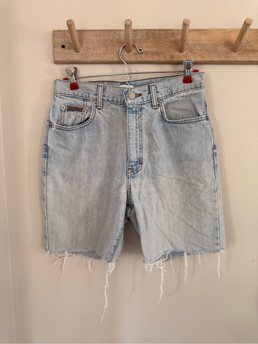 Vintage Calvin Klein Jeans light blue denim shorts with frayed waist